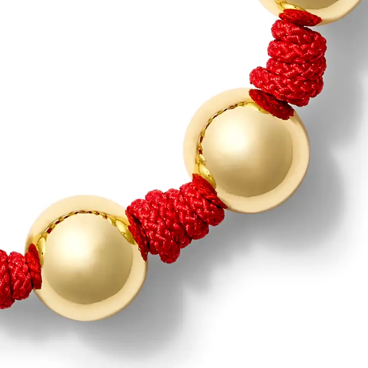 Gold Ball + Pearl Knotting Bracelet