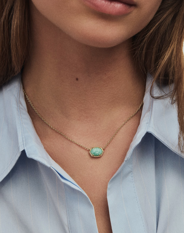 Daphne Frame Pendant Necklace Teal Amazonite Gold
