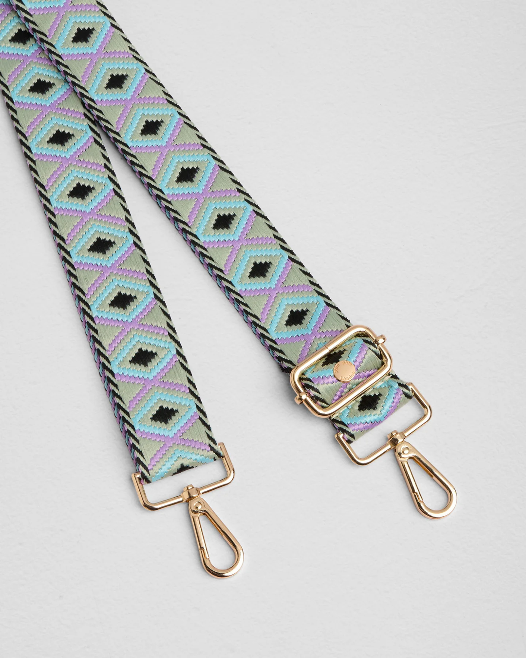 Pom Pom Strap Spearmint and Black Tapestry Diamond