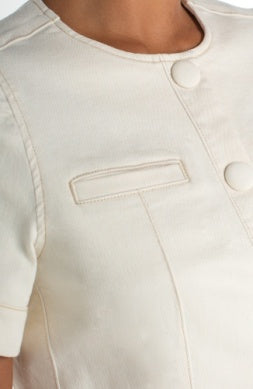Collarless Short Sleeve Cropped Jacket Desert Dune