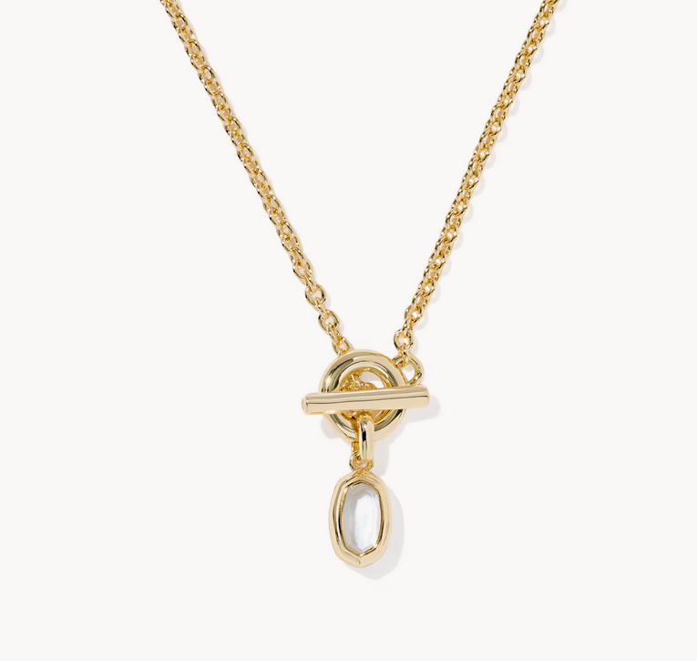 Mini Elisa Toggle Pendant Necklace Gold Ivory MOP
