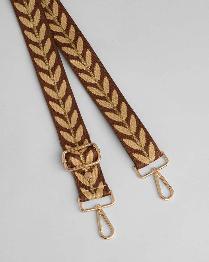 Pom Pom Strap Chocolate Gold Leaf