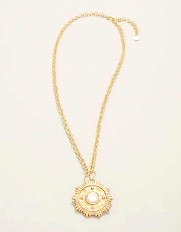 Centered Medallion Necklace 20" Mother-of-Pearl
