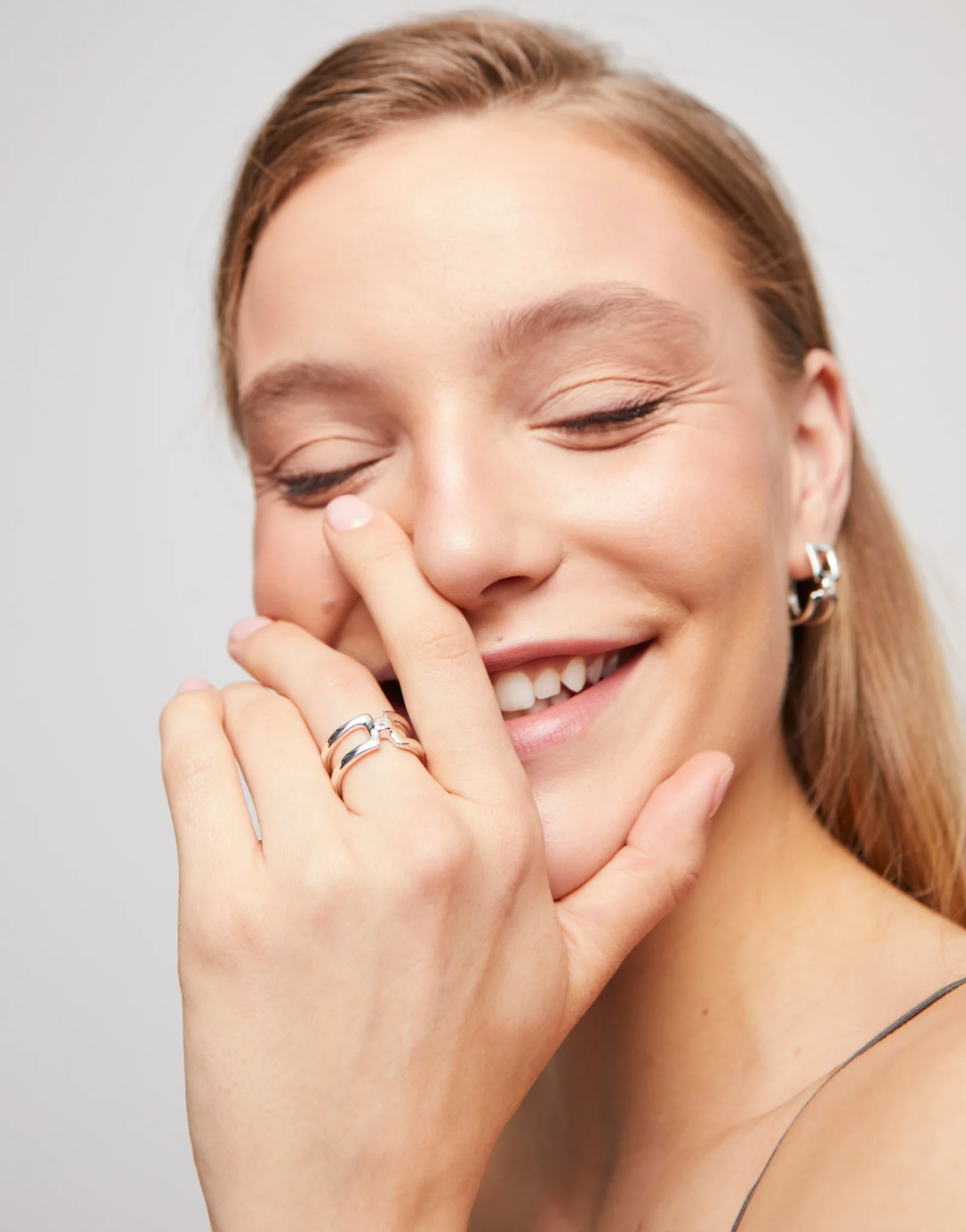 Ser Indomable Double Ring with White Topaz Silver