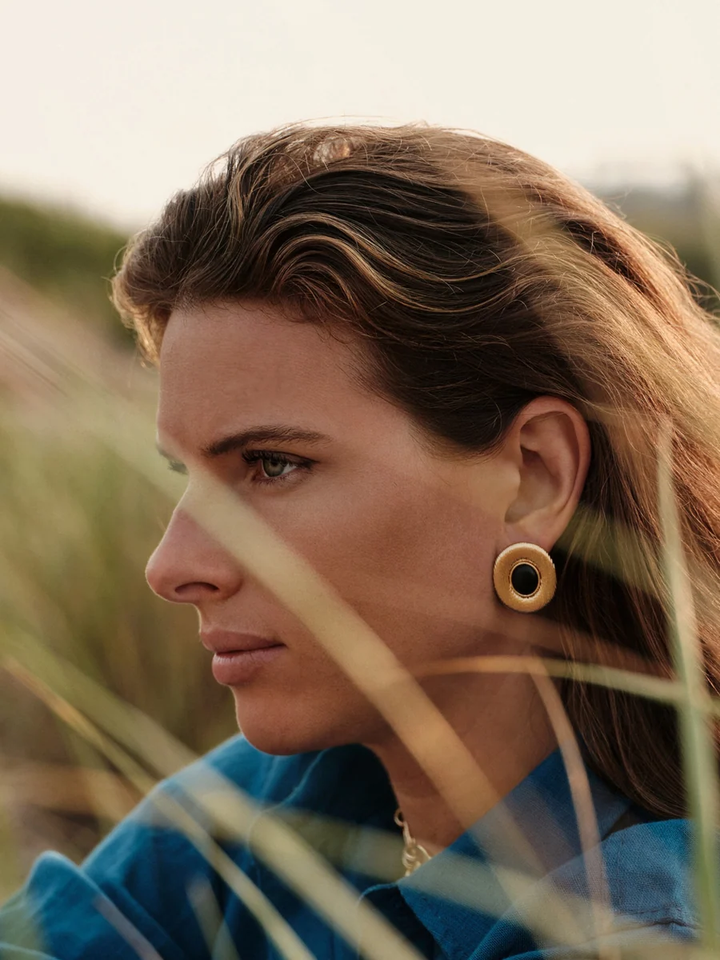 Anabel Aram Safari Earrings Black Onyx Gold