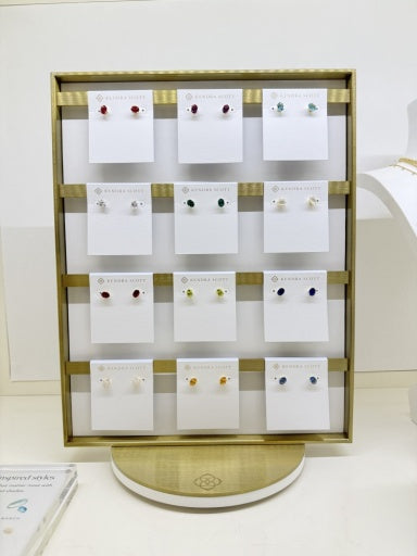 Cailin Crystal Stud Earrings Gold Metal White CZ