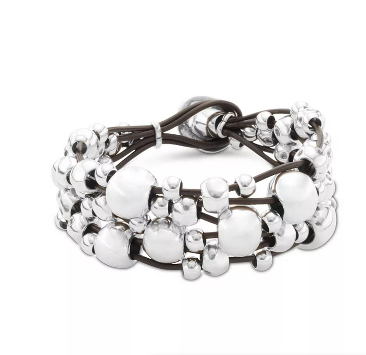 Multivitamins Multi Strand Beaded Leather Bracelet