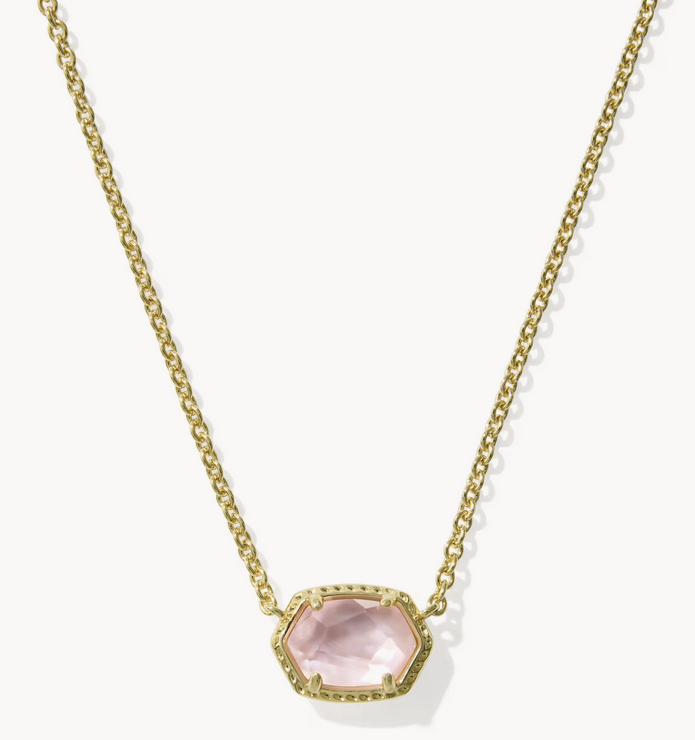 Daphne Frame Pendant Necklace Light Pink MOP Gold