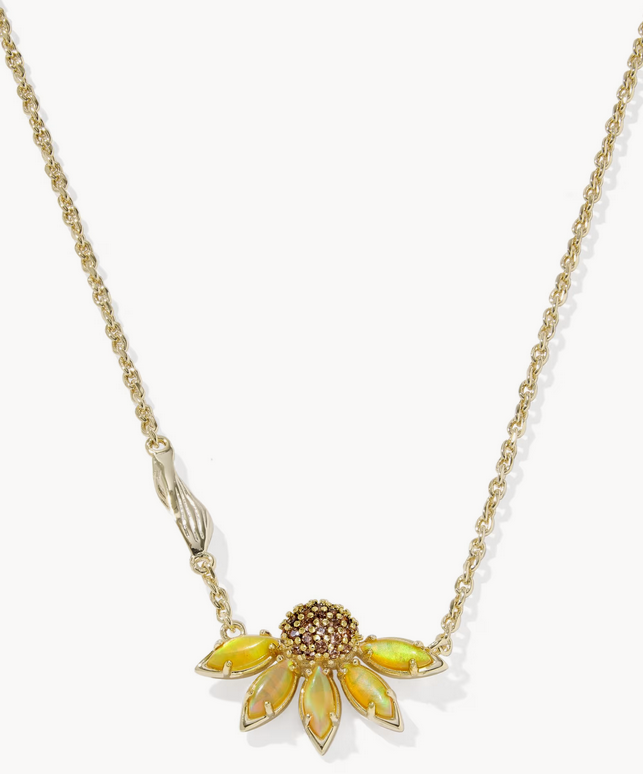 Anya Flower Pendent Necklace Yellow Mix Gold