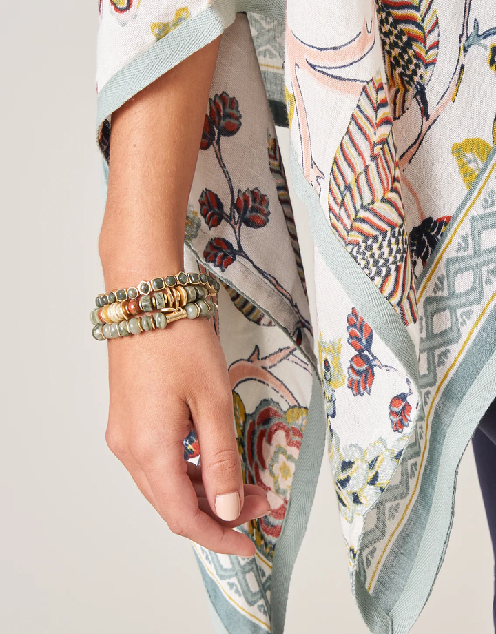 Stone Stretch Bracelet 8 mm Silver Leaf Jasper