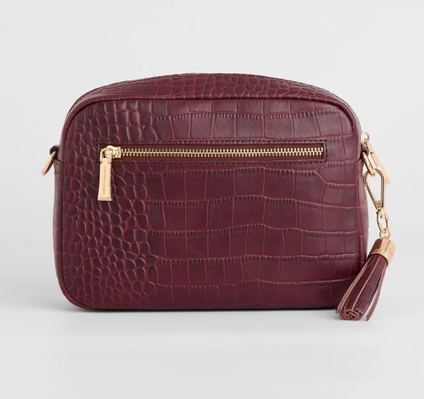 Pom Pom of London City Croc Red Mahogany