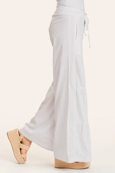 Terraced Wide Leg Pant White