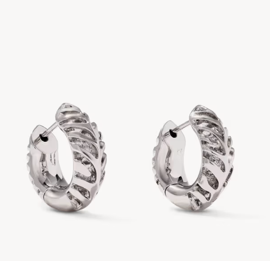 Mikki Tiger Stripe Huggie Earrings Silver Metal