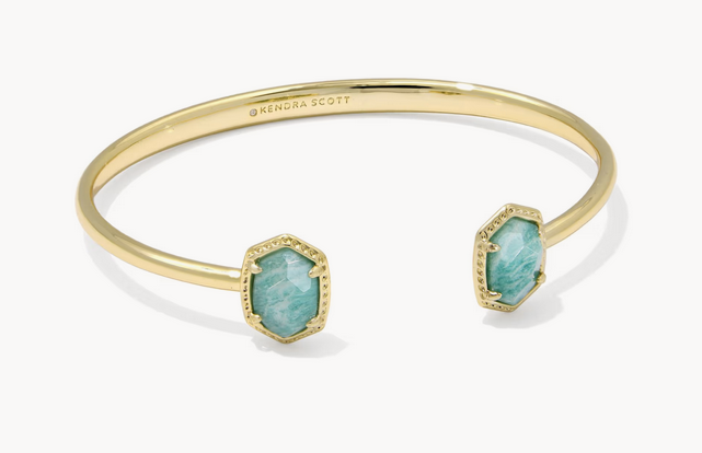 Daphne Frame Cuff Bracelet Teal Amazonite Gold