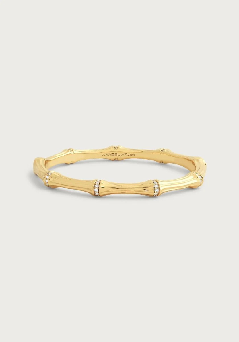 Anabel Aram Bamboo Hinged Bangle Gold
