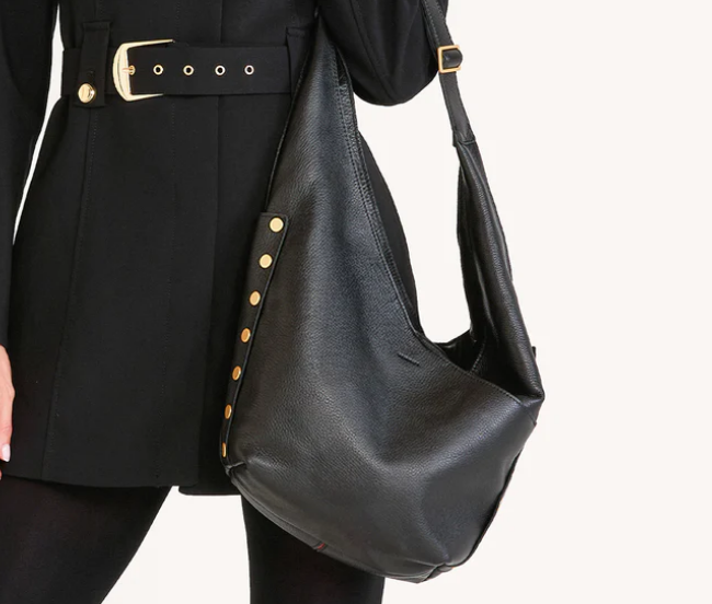 Tom Zip Large Soft Leather Handbag Black/Brushed Gold Red Zip