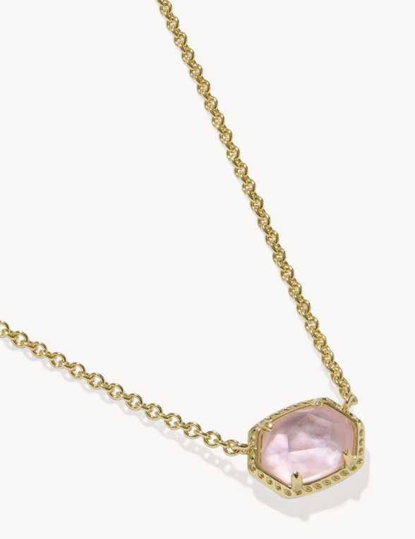 Daphne Frame Pendant Necklace Light Pink MOP Gold