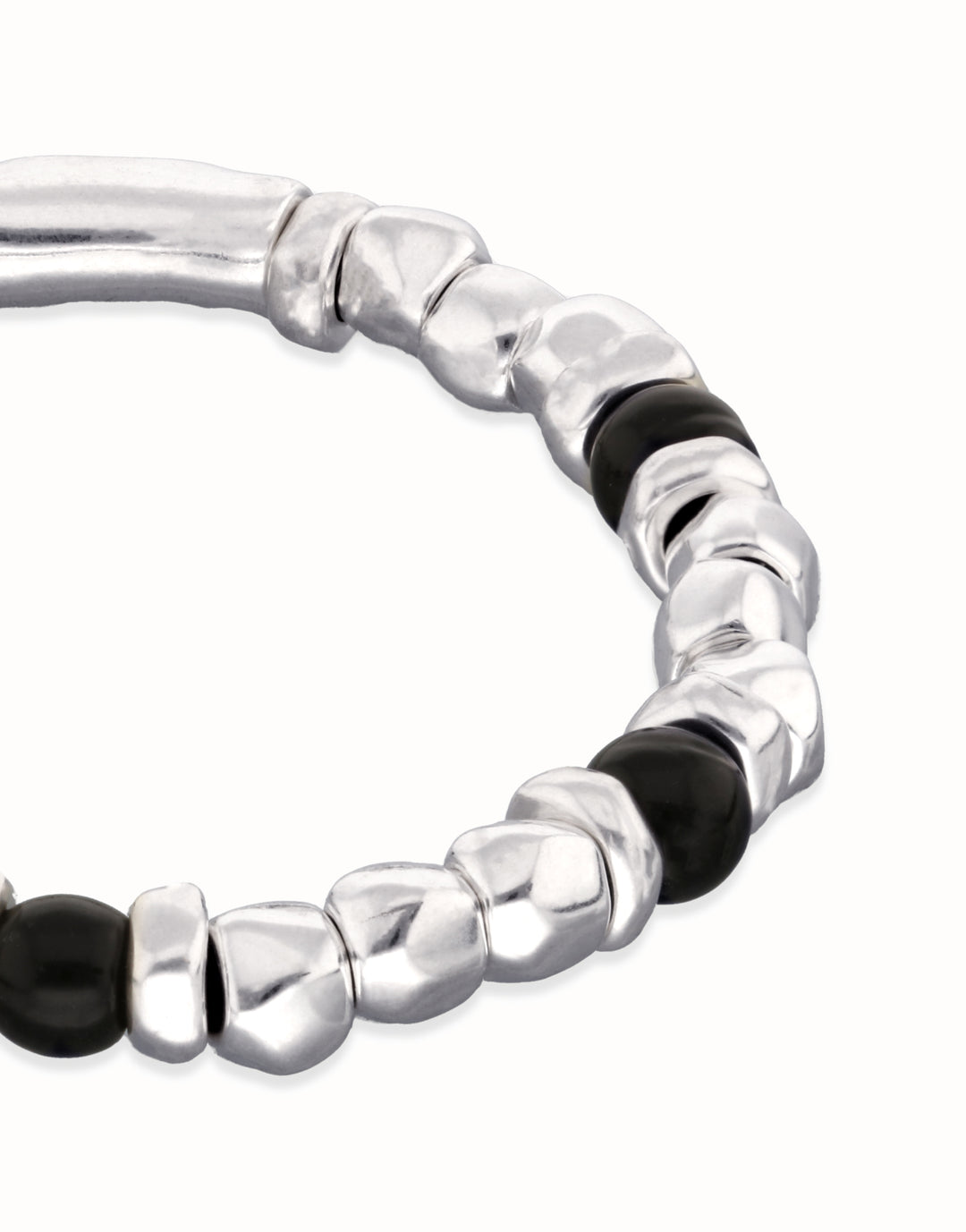 Ser Imparable Beaded Bracelet with Silver and Black Murano Glass Beads