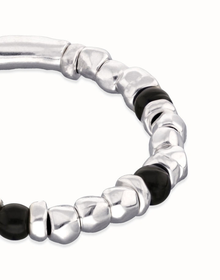 Ser Imparable Beaded Bracelet with Silver and Black Murano Glass Beads
