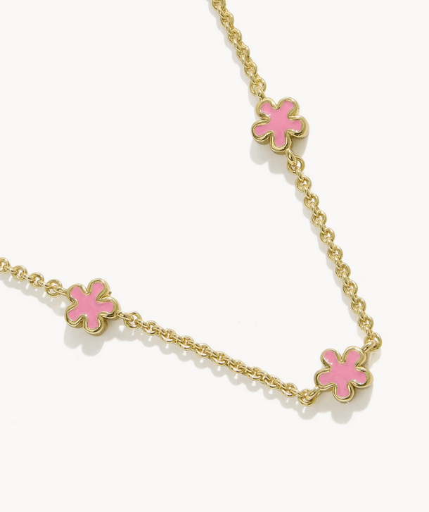 Jane Strand Necklace Dark Pink Enamel Gold