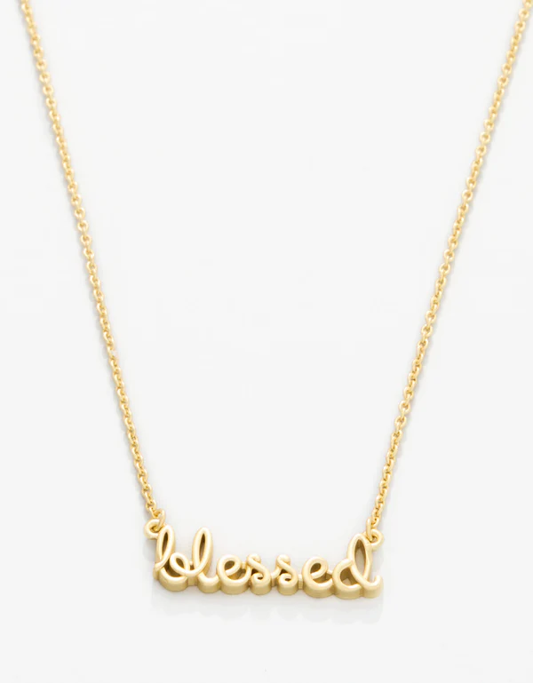 SLV Necklace 18" Blessed/Script Gold