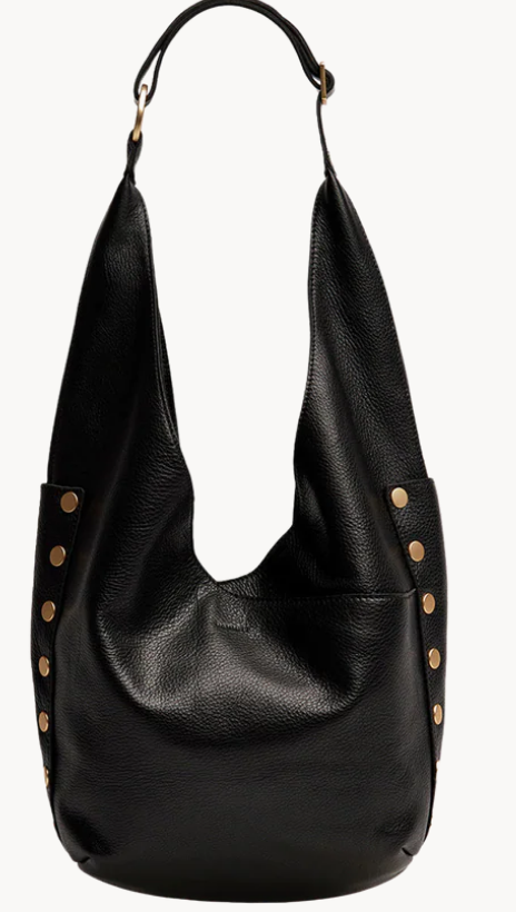Tom Zip Large Soft Leather Handbag Black/Brushed Gold Red Zip