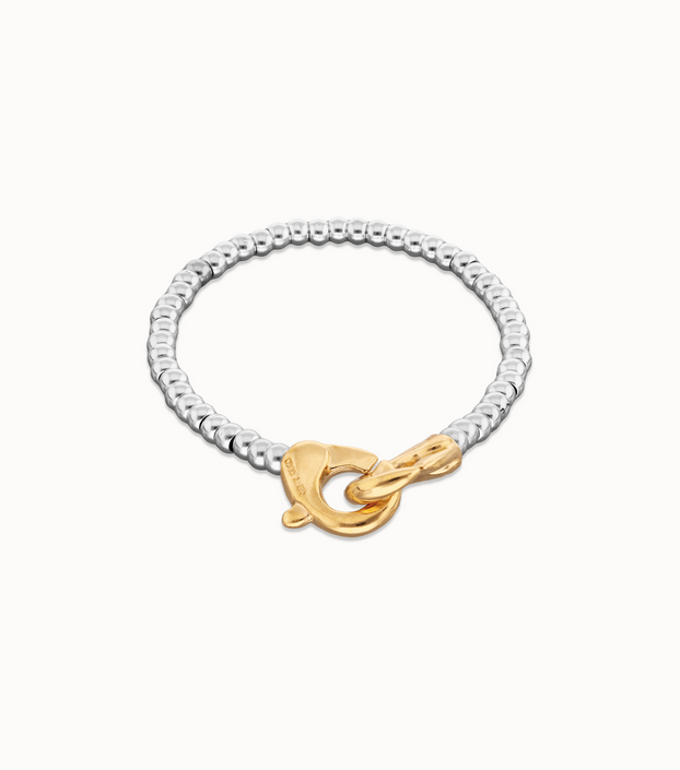 Ser Inseparable Silver Bracelet w/Double Lobster Claw Gold Clasp Medium