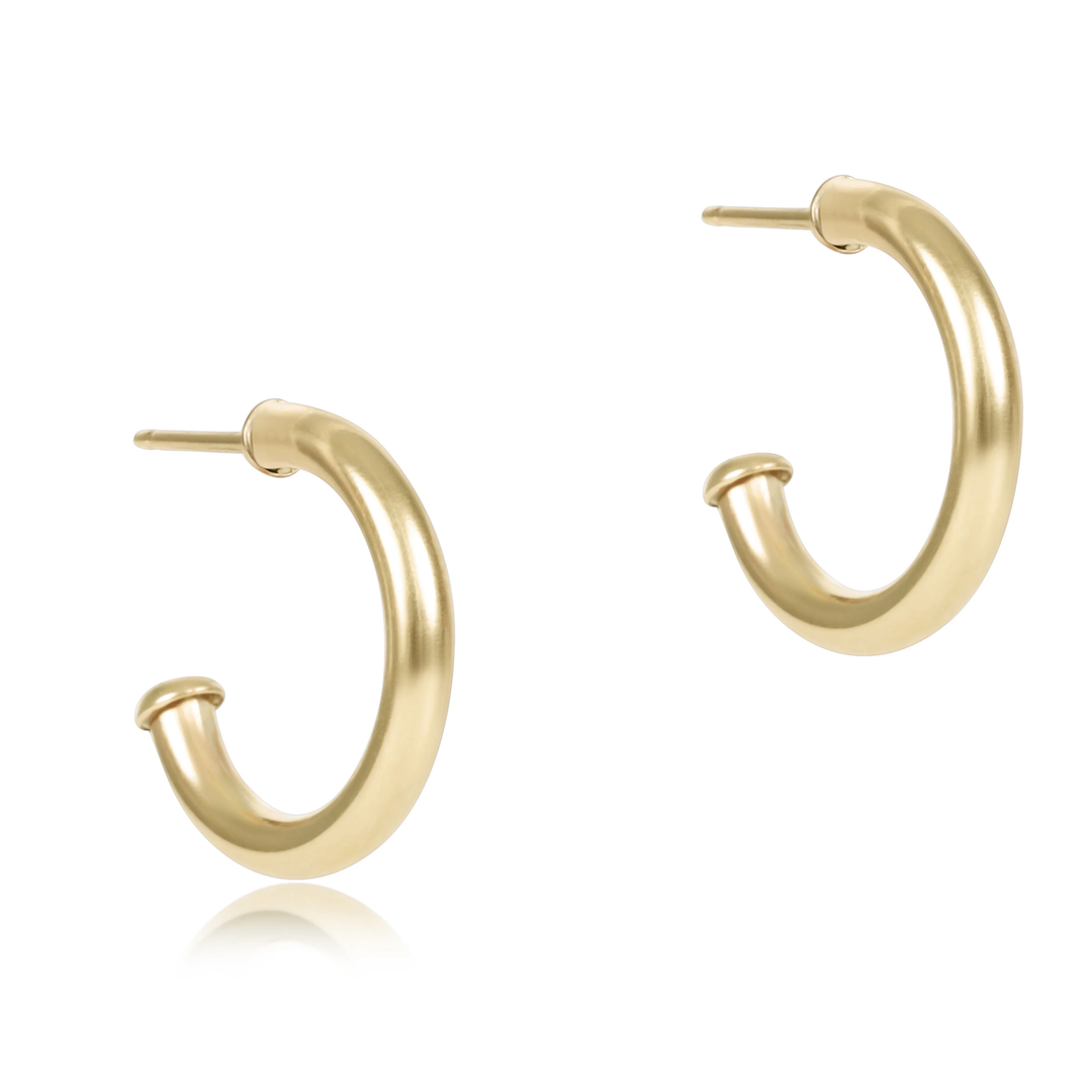 Round 0.5" Post Hoop 2mm Smooth Gold Earrings