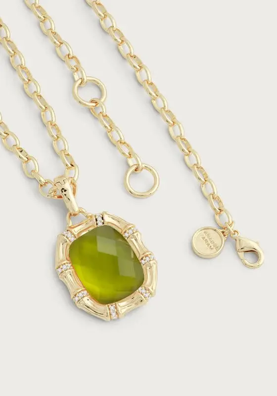 Anabel Aram Bamboo with Stone Pendant Necklace