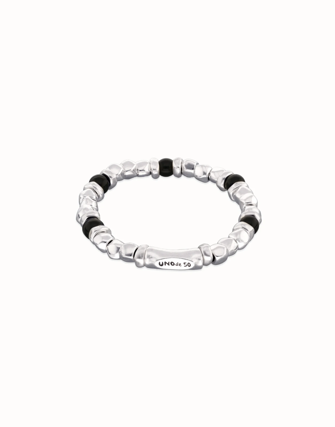 Ser Imparable Beaded Bracelet with Silver and Black Murano Glass Beads