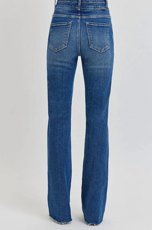 Tummy Control High Rise Bootcut Double Waist Band Jeans Medium Wash