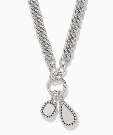 Twinkle Luxe Charm Link Necklace Silver