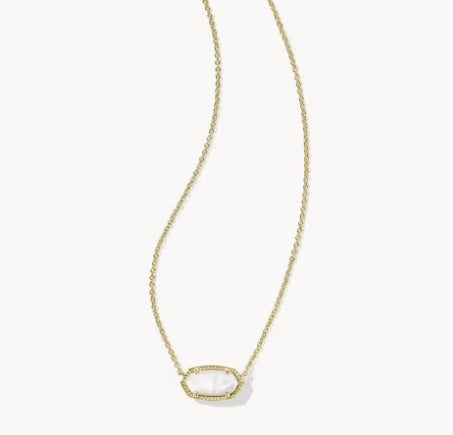 Elisa Statement Pendant Necklace Ivory MOP Gold