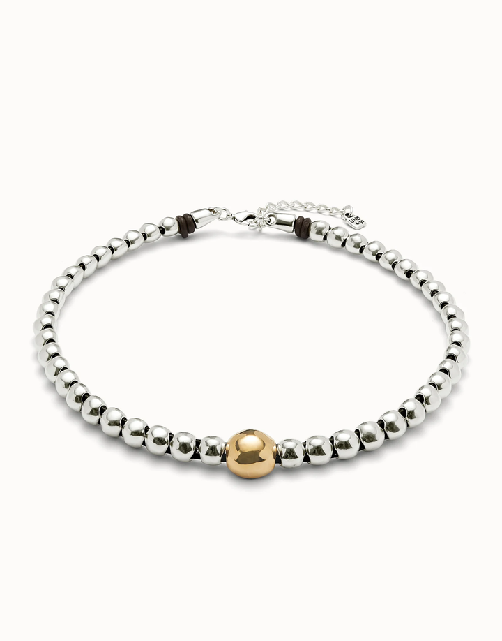 Ser Intrepida Necklace Silver Disc Choker w/Gold Disc