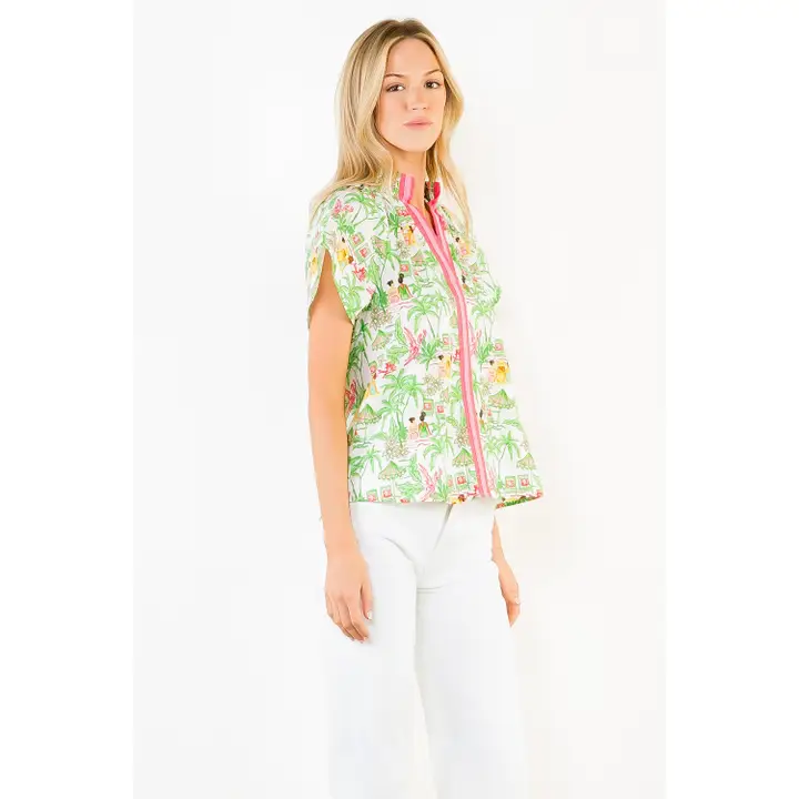Vacation Scene Print Top