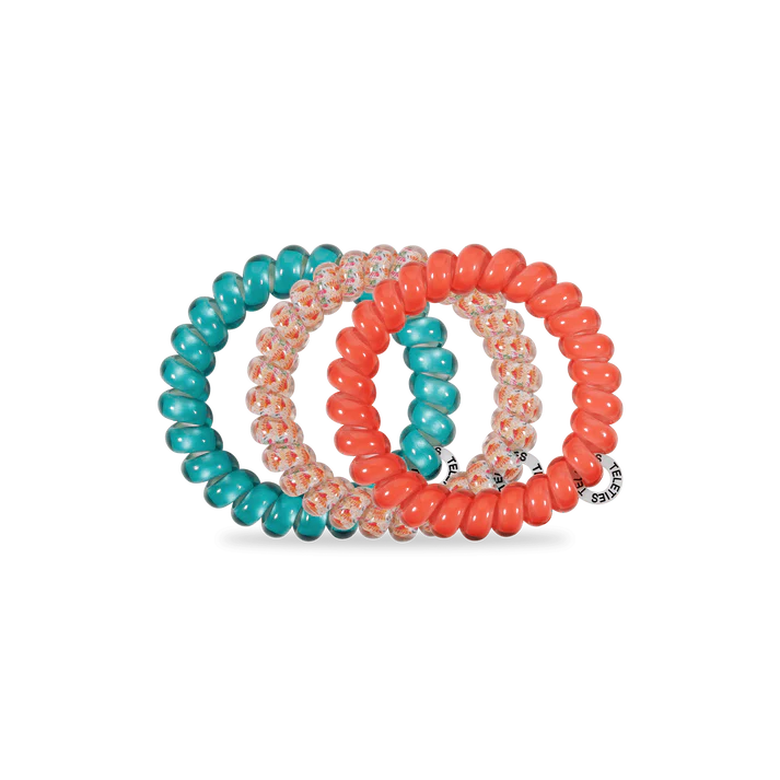 3 Pack Hair Ties Large Coral Craze