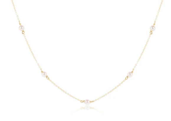 17 Inch Choker Simplicity Chain Gold 4mm Pearl
