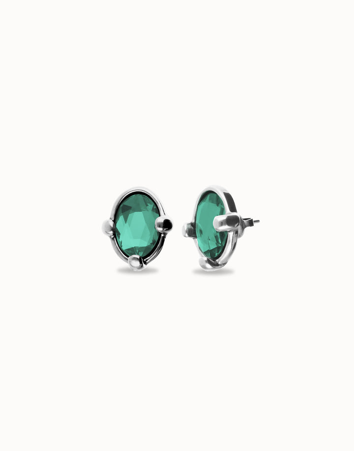 Ser Deslumbrante Oval Green Faceted Crystal Stud Earrings