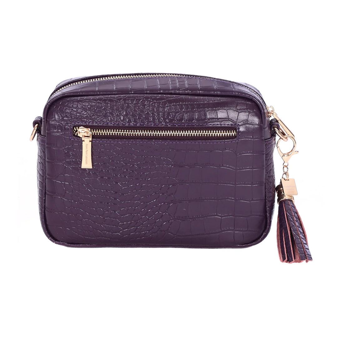 Pom Pom London City Bag Croc Violet Fig