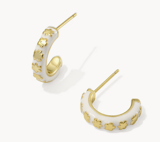 Jane Huggie Earring White Enamel Gold