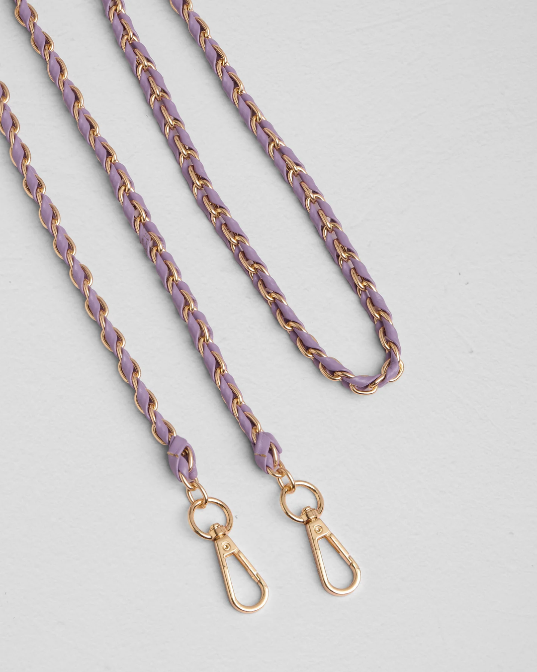 Pom Pom Strap Gold Chain French Lavender Weave