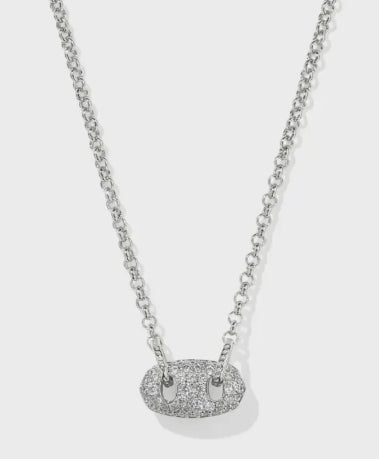 Bailey Pave Pendant Necklace Rhodium White Crystal