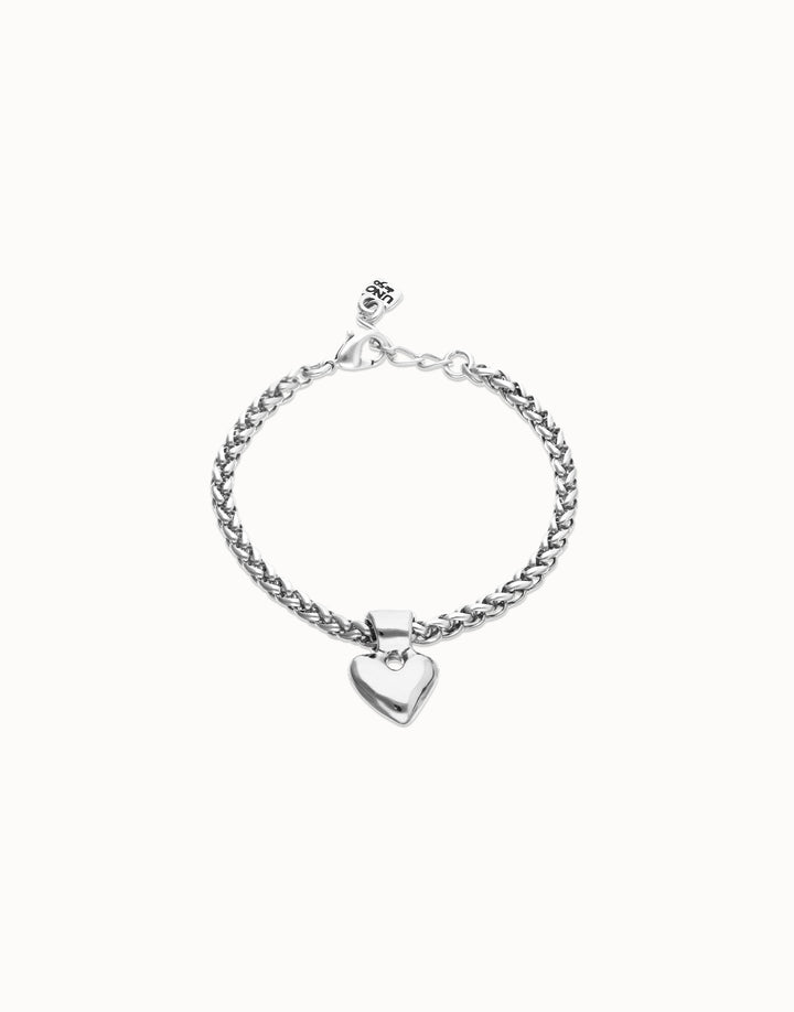 Palpito Beat Silver Chaim with Small Heart Detail Bracelet Medium