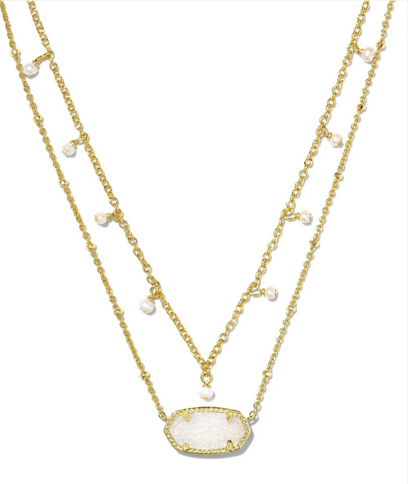 Elisa Pearl Multistrand Necklace Gold Sand Drusy