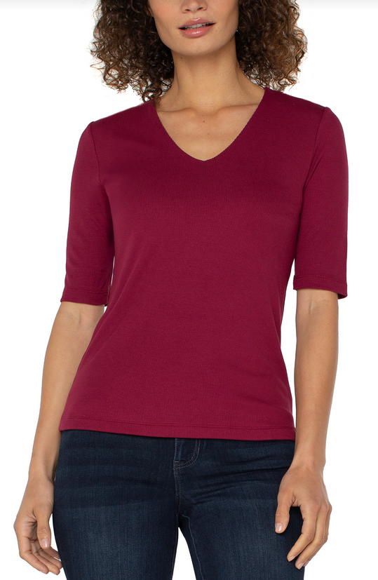 V-Neck Double Layer Front Knit Top