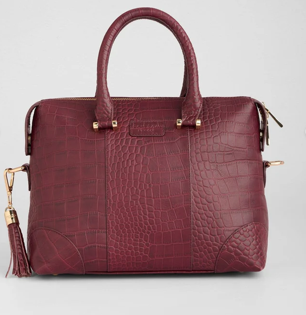 Pom Pom London Greenwich Bag Croc Red Mahogany