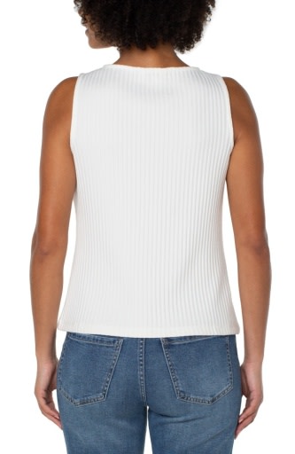 Sleeveless High Boatneck Knit Top - Snow
