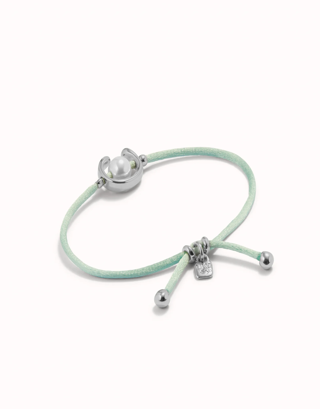 Ser Diferente Aqua Green Cord Silver w/Pearl Bracelet