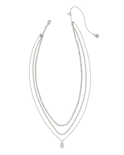 Mini Elisa Triple Strand Necklace Iridescent Drusy Silver