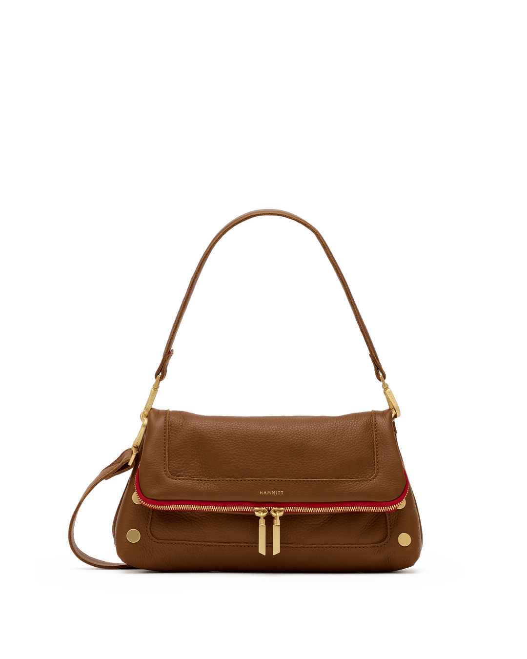 Beverly Med Mahogany Pebble/Brushed Gold Red Zip